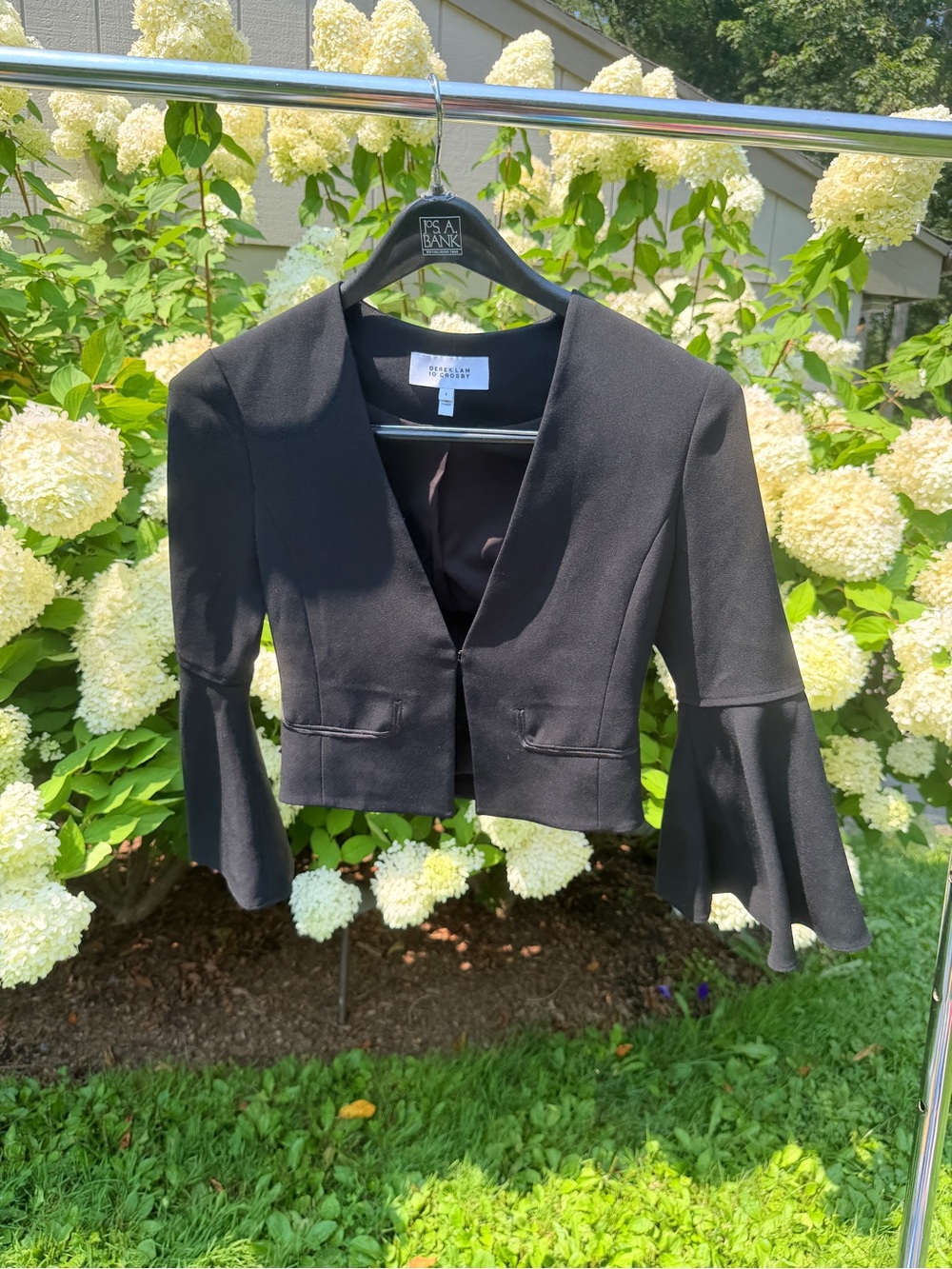 Derek Lam Black Cropped Bell-Sleeve Blazer